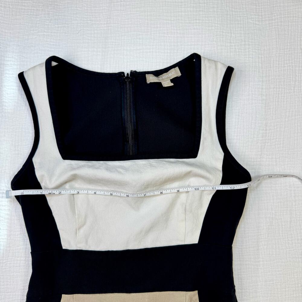 Banana Republic Sloan Colorblock Dress Black Cream Women’s 2P Petite Officewear - Picture 6 of 16